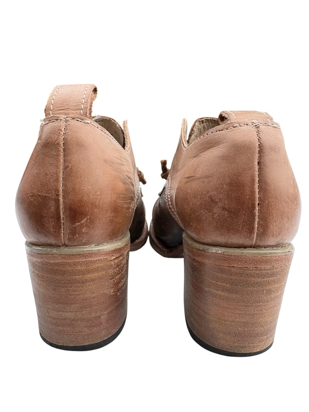Freebird Catalina Leather Oxford Heels 8 Distressed Lace Up Shoes Bootie Boot - Picture 6 of 11